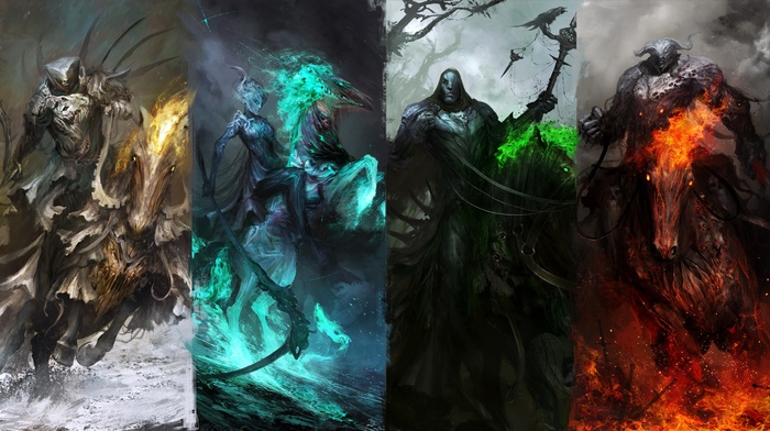 fantasy art, warrior, Four Horsemen of the Apocalypse, horse