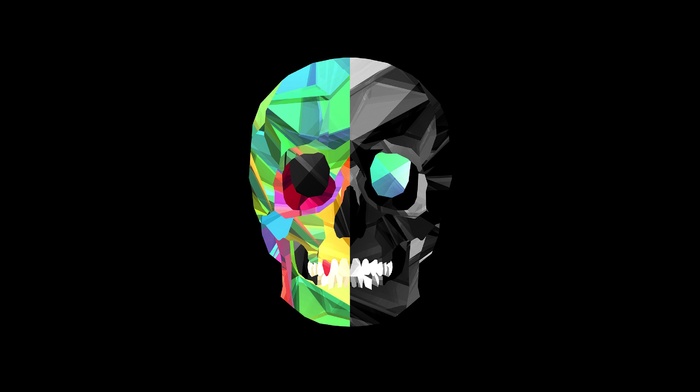 skull, black background, Justin Maller