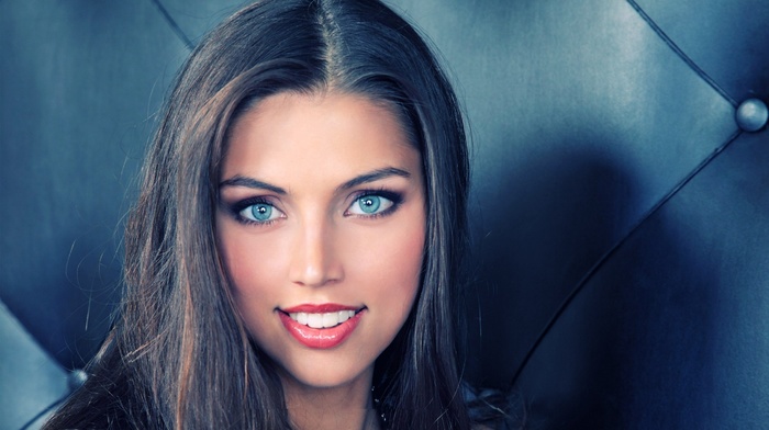 face, brunette, Valentina Kolesnikova, blue eyes, girl, smiling