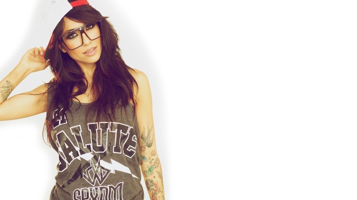 glasses, girl, brunette