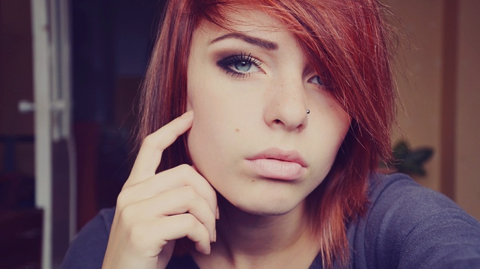 girl, blue eyes, redhead