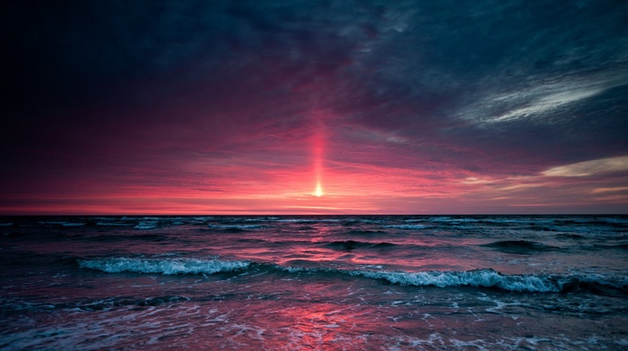 nature, sunset, sea