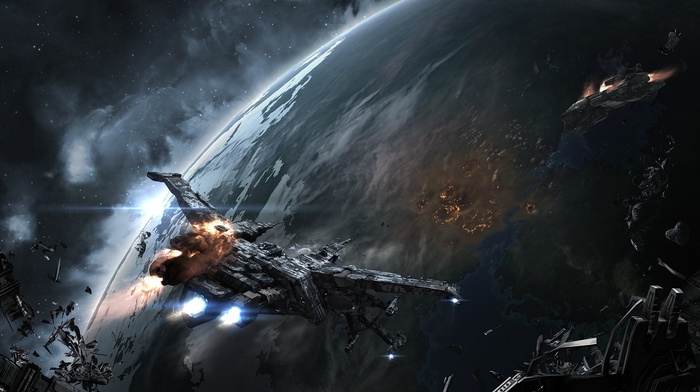 Caldari, EVE Online, space battle, spaceship, space