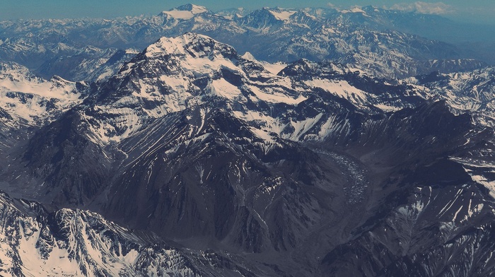 snow, nature, mountain, aerial view