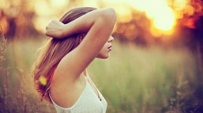 girl, brunette, girl outdoors, white tops, filter