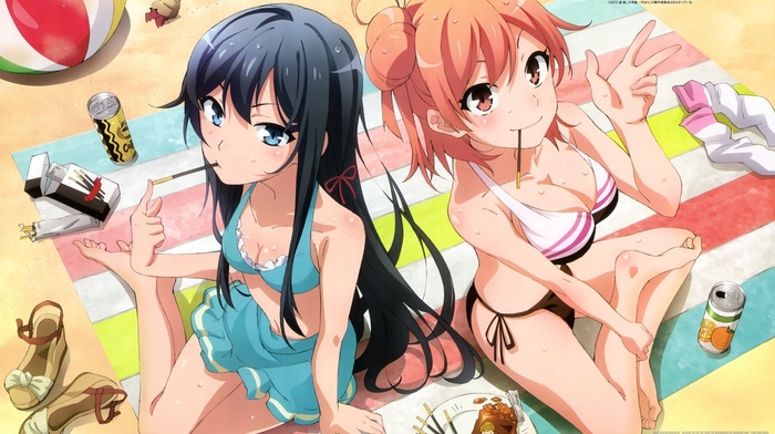 bikini, anime girls, Yahari Ore no Seishun Love Comedy wa Mac, Yukinoshita Yukino, Yuigahama Yui, anime