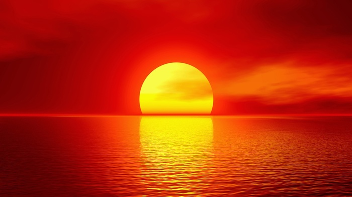 sunset, nature, Sun, sea