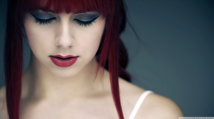 red lipstick, girl, redhead