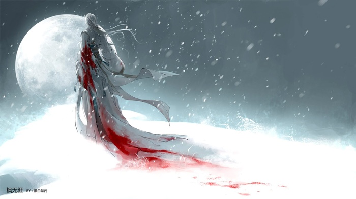 blood, snow