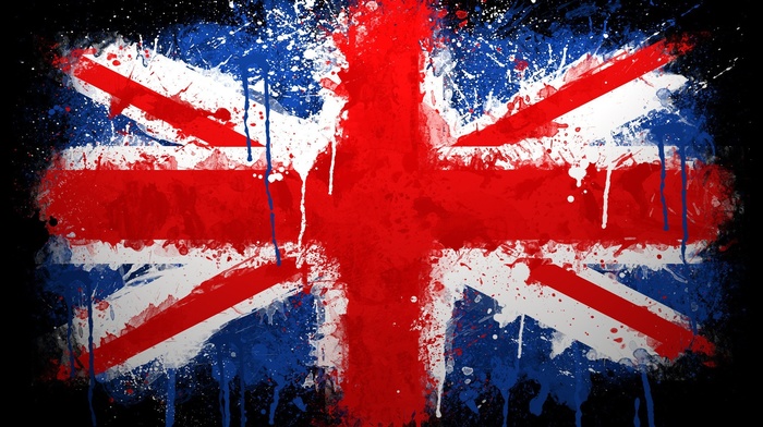 UK, flag, Union Jack, paint splatter, british flag