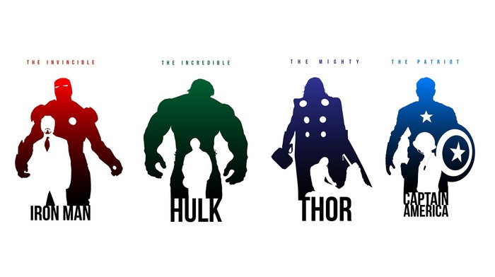 Captain America, Thor, Iron Man, The Avengers, Hulk