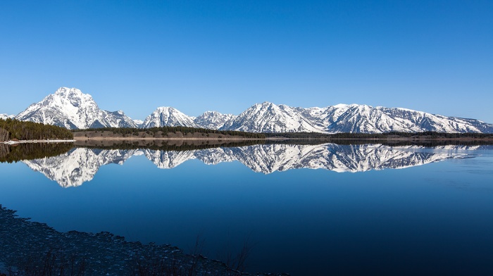reflection, lake, mountain, landscape