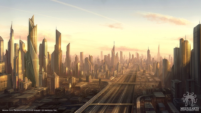 futuristic, city