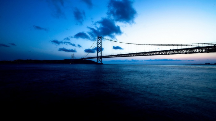 architecture, coast, bridge, clouds