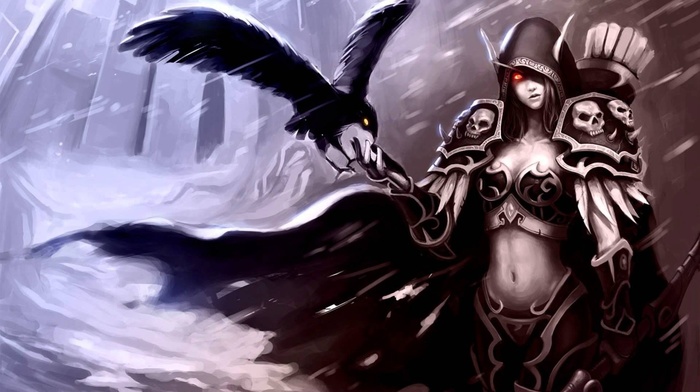 video games, digital art, Sylvanas Windrunner, World of Warcraft, artwork, raven
