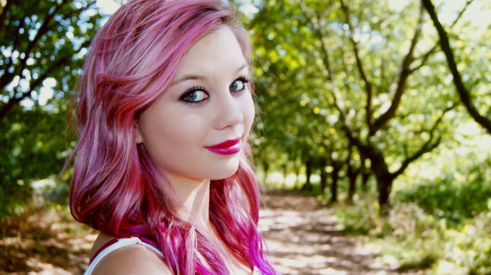 dyed hair, girl, pink hair