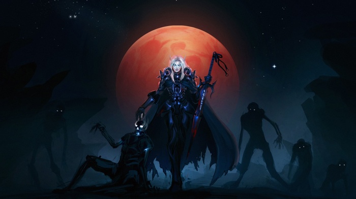 moon, undead, Blood Elf, World of Warcraft