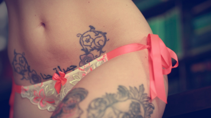 navels, panties, tattoo