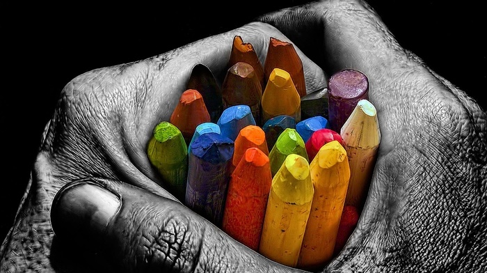 artwork, selective coloring, hand