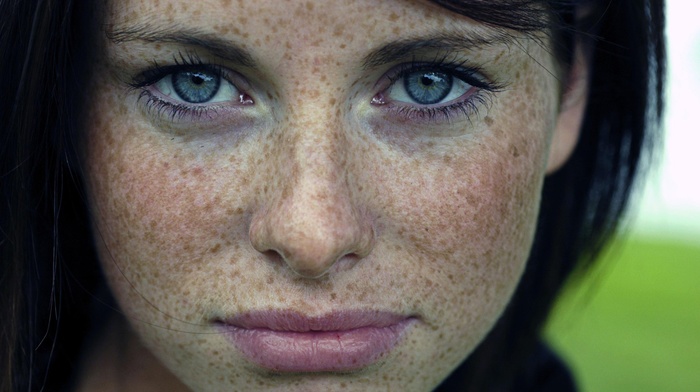 face, freckles, brunette, girl