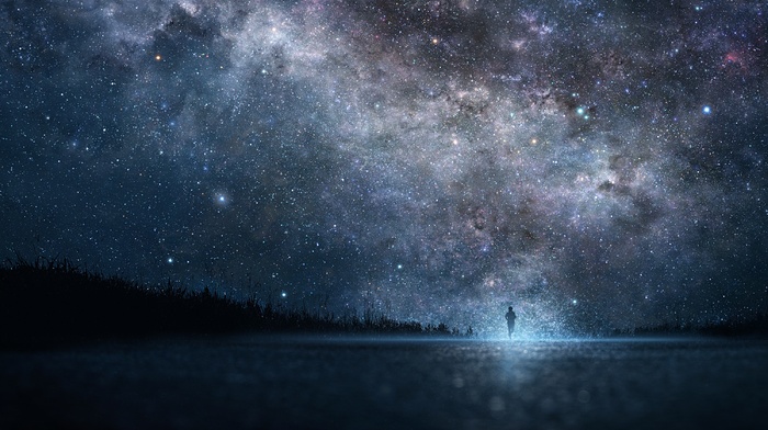 stars, landscape, anime