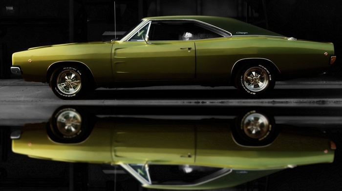green cars, Dodge Charger, muscle cars, car
