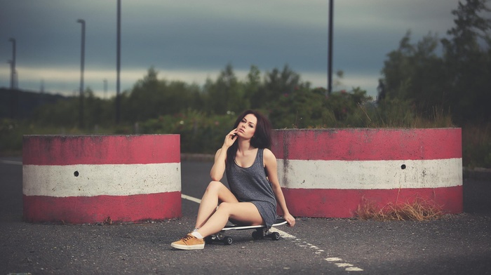 girl, skateboard, legs