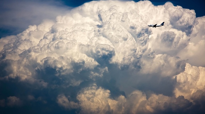 aircraft, clouds, sky, nature