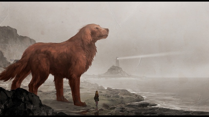 Clifford the Big Red Dog, dog, lighthouse, beach