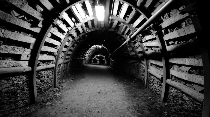 underground, tunnel, lights, arch, wooden surface