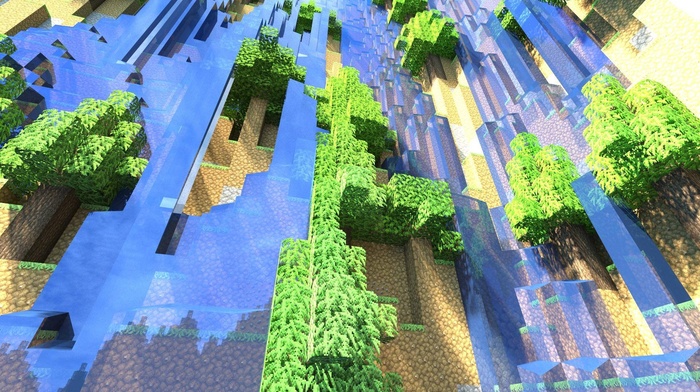 render, Minecraft, screenshots, waterfall