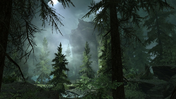 cave, trees, the elder scrolls v skyrim, screenshots, video games