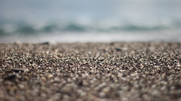 sea, sand, stones, tilt shift, macro, depth of field