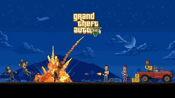 Grand Theft Auto V, pixel art, video games