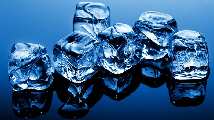 water, ice cubes, blue, ice