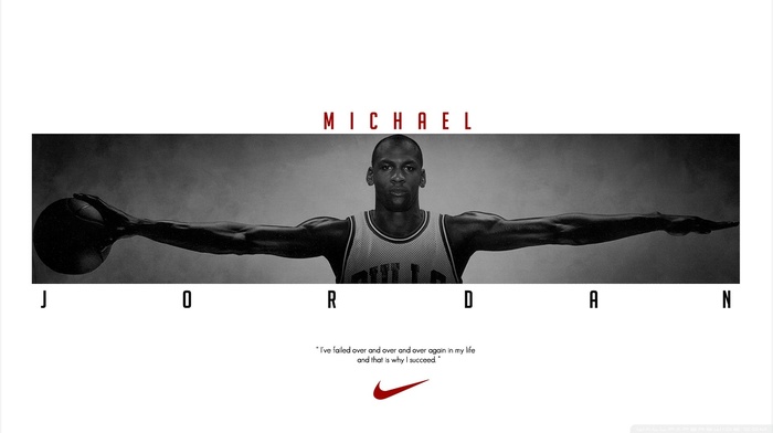 Michael Jordan, typography, white background, Chicago Bulls, quote