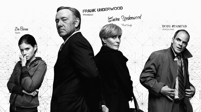 Kevin Spacey, Zoe Barnes, Frank Underwood, Doug Stamper, House of Cards, Claire Underwood