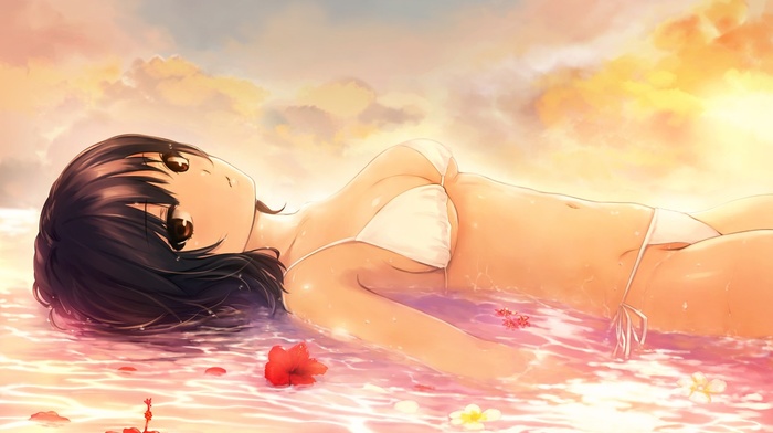 bikini, brunette, anime girls