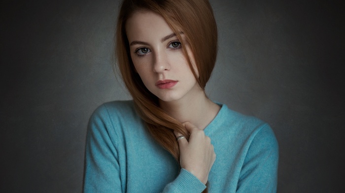redhead, freckles, portrait, girl, model, Ann Nevreva