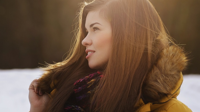 girl, sun rays, model, brunette