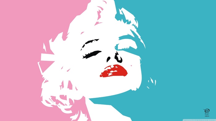 Marilyn Monroe, blue, colorful, artwork, Queen, celebrity, pink