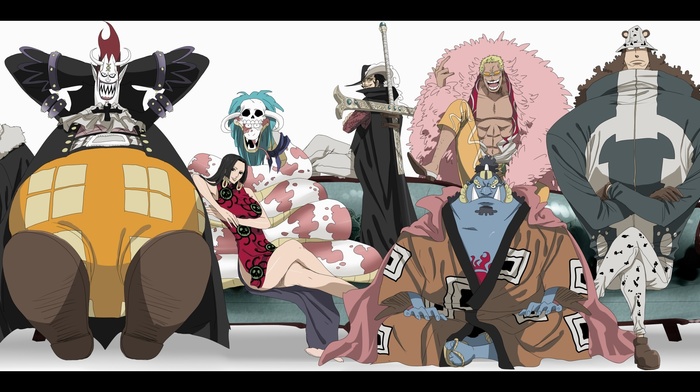Dracule Mihawk, Crocodile character, Donquixote Doflamingo, Gekko Moriah, One Piece, Jinbei, Boa Hancock, Shichibukai