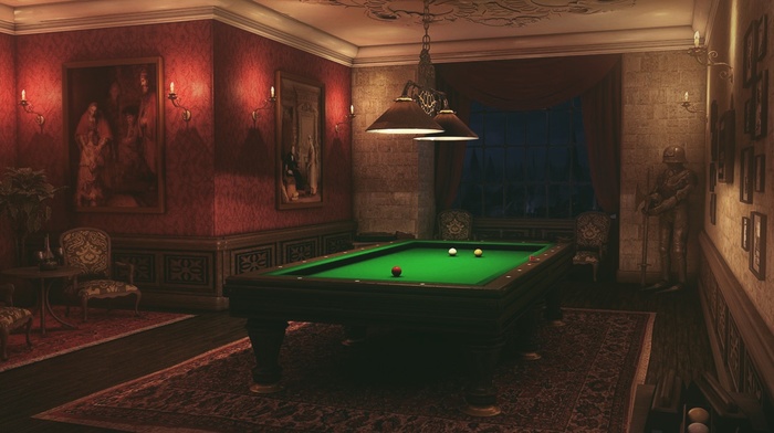 interior design, room, billiards