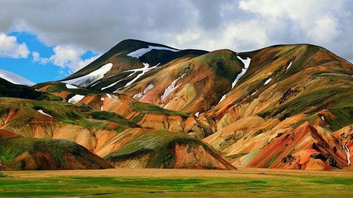 landscape, mountain, field, hill, nature, snow, Iceland