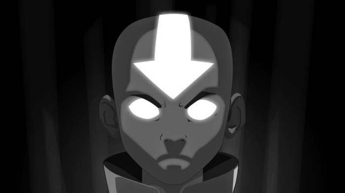 angry, Avatar The Last Airbender, monochrome, Aang