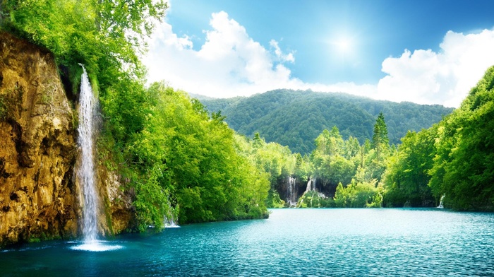 nature, waterfall, landscape