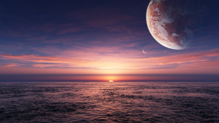 sunset, planet