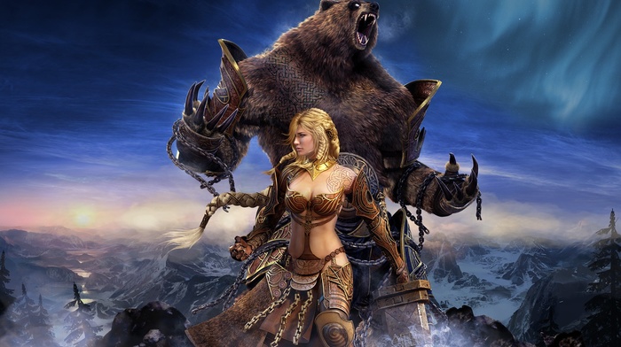 Guild Wars Eye of the North, fantasy art, digital art, Guild Wars, bears, video games