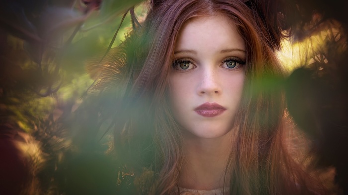 girl, face, brunette