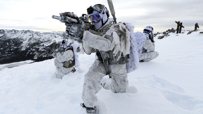 military, winter, FN SCAR, Mk 18 Mod 0, snow, Navy SEALs